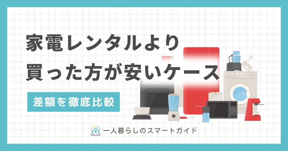 家電レンタルより買った方が安いケースを、価格を比較しながら解説します。一人暮らしで家電レンタルを利用するデメリットや、家電レンタルはどんな一人暮らしの場合にお得なのかも、併せて紹介します。