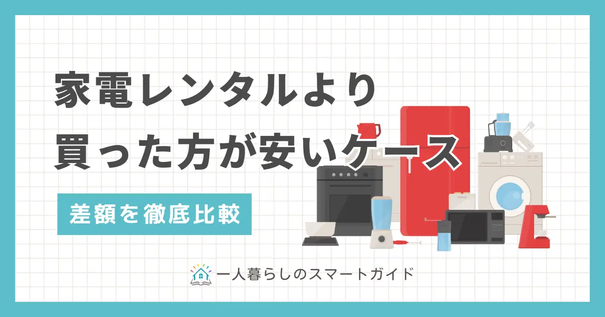 家電レンタルより買った方が安いケースを、価格を比較しながら解説します。一人暮らしで家電レンタルを利用するデメリットや、家電レンタルはどんな一人暮らしの場合にお得なのかも、併せて紹介します。