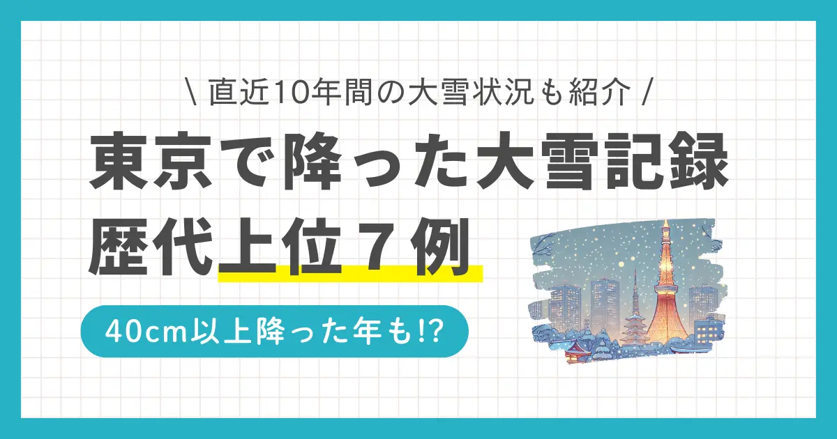 東京で雪が降るのは年に数回程度ですが、これまで警報が出たり大雪を観測したりしたケースがいくつかあります。この記事では、東京で大雪はいつ降ったのか、過去最高の記録、また東京での積雪の過去10年の状況について解説します。